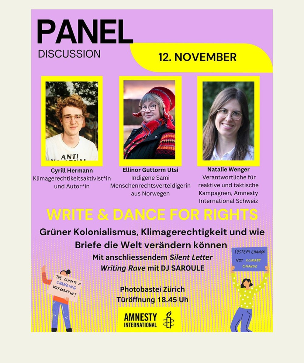 Plakat Write and danse mit Portrait der drei Podiumsteilnehmer:innen