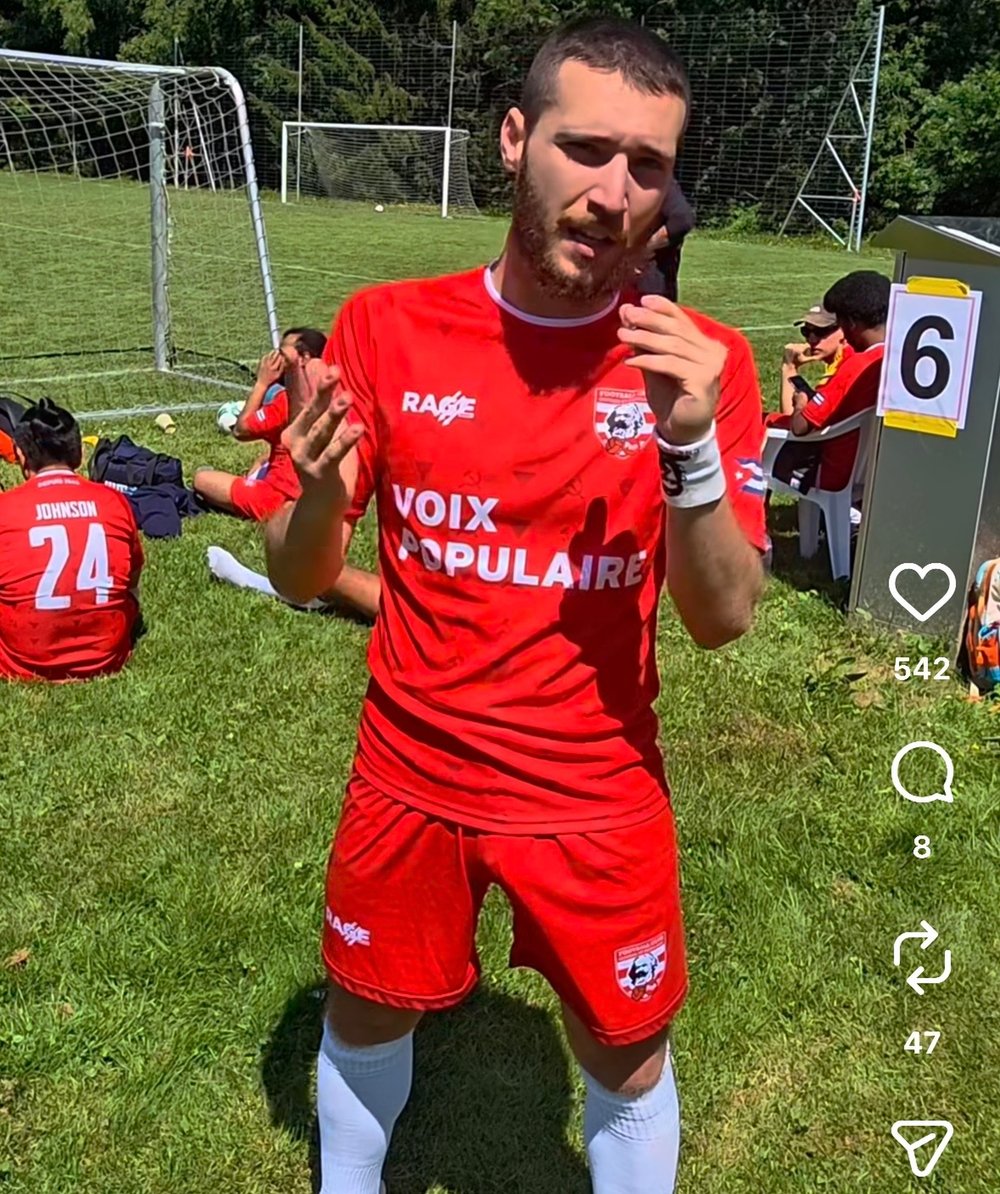 Capture d'écran du compte Instagram du FC POP, où Djaouad Souyad parle des votations du 14 juin.