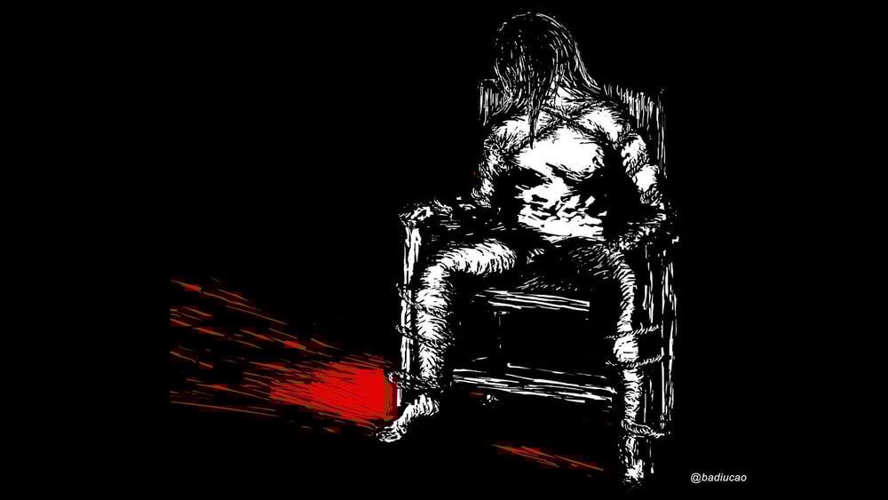 Illustration eines «Eisernen Stuhls» © Badiucao