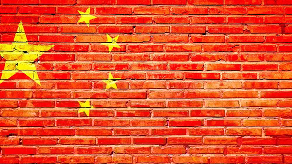 Flagge von China auf einer Mauer (Symbolbild nach Ablauf der Bildrechte für das ursprüngliche Photo) © Pixabay