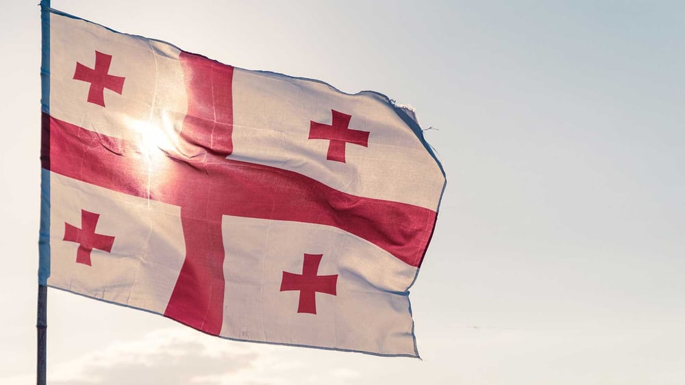 Symbolbild Flagge von Georgien (nach Ablauf der Bildrechte für das ursprüngliche Photo) © Pixabay