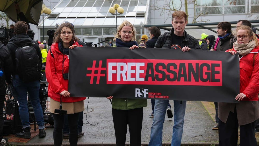 Demonstration von Reporter ohne Grenzen vom 4. Januar 2021 in London. © Reporters Sans Frontières