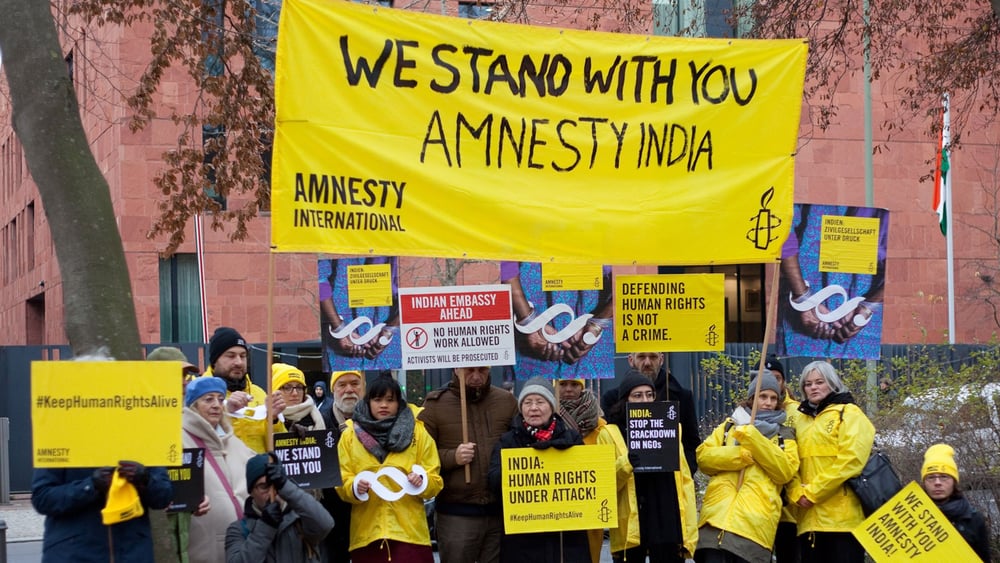 Soldiaritätsaktion für Amnesty Indien in Berlin. ©  	Amnesty International / Jan Petersmann