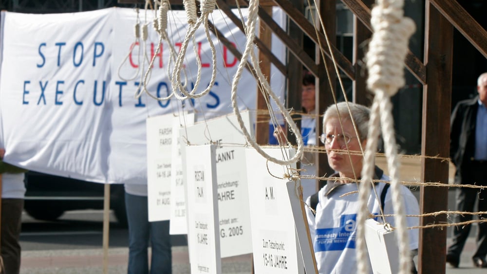 Protest von Amnesty Deutschland gegen die Hinrichtung Jugendlicher im Iran © Amnesty International/Bilan
