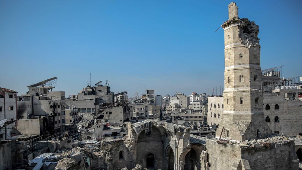 Die Überreste der Omari-Moschee in Gaza-Stadt, Januar 2024. © Omar El Qattaa/Amnesty International