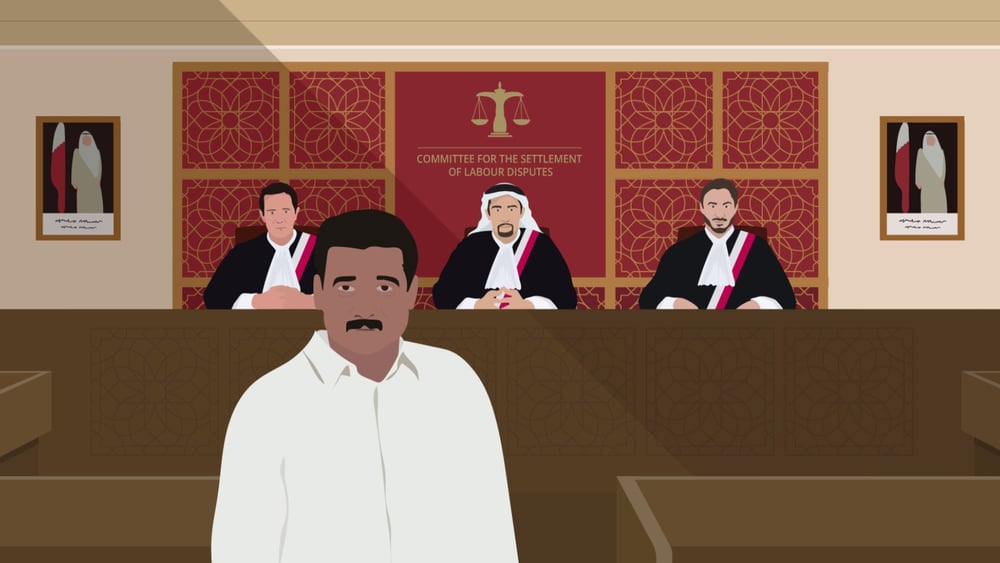 Die neuen Arbeitsgerichte in Katar sind überbeansprucht und unterbesetzt, sodass Arbeitnehmende oftmals monatelang auf den Fortgang ihres Prozesses warten müssen. © Amnesty International