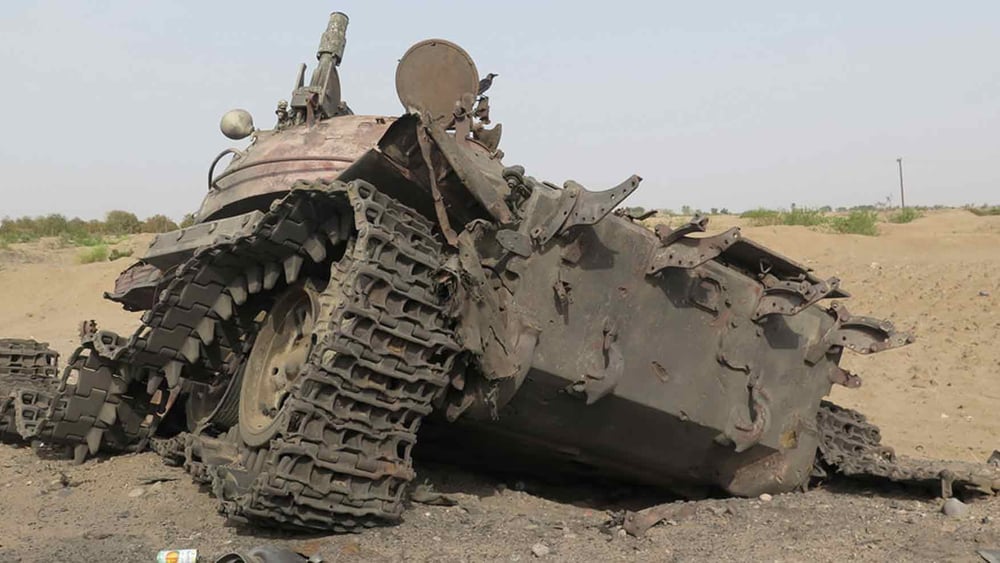 Zerstörter Panzer in Jemen. © Amnesty International