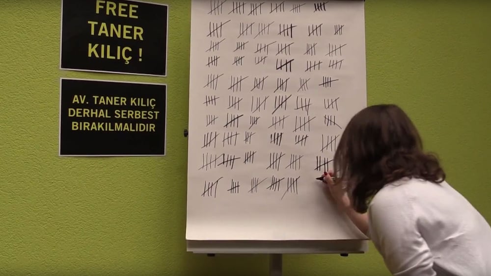 300 lange Tage im Gefängnis, und es werden noch mehr werden. Aktion von Amnesty Schweiz. © AICH