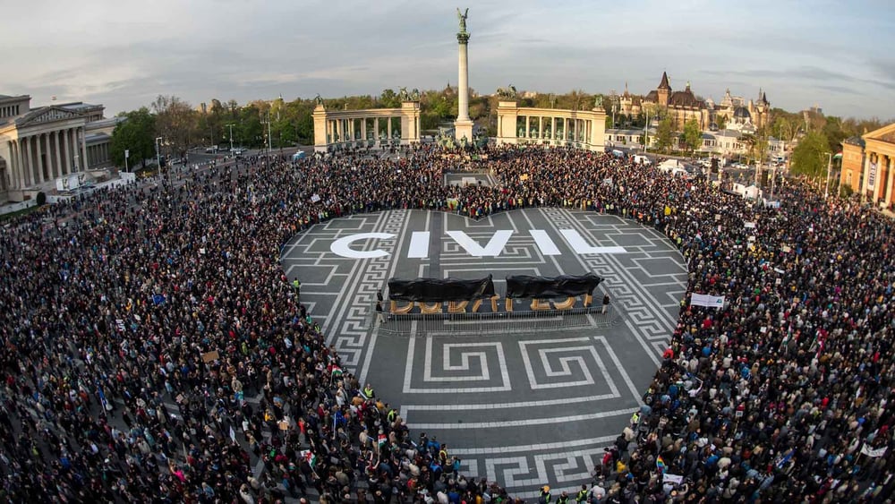 Demonstration gegen die Einschränkung der Zivilgesellschaft in der ungarischen Hauptstadt Budapest im April 2017.  © Gergo Toth