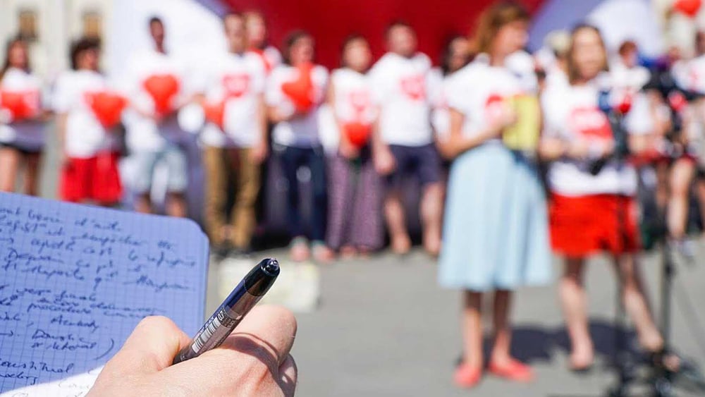 Amnesty Aktion für den Schutz von zivilem Engagement in Ungarn. © AI