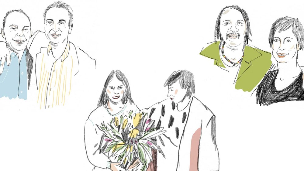 Charles und Hamid – Rosa und Ileana – Kevin und Kate. © Julia Krusch.