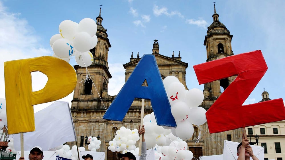 Demonstration in Bogotá, September 2016. © Keystone / EPA / Leonardo Munoz