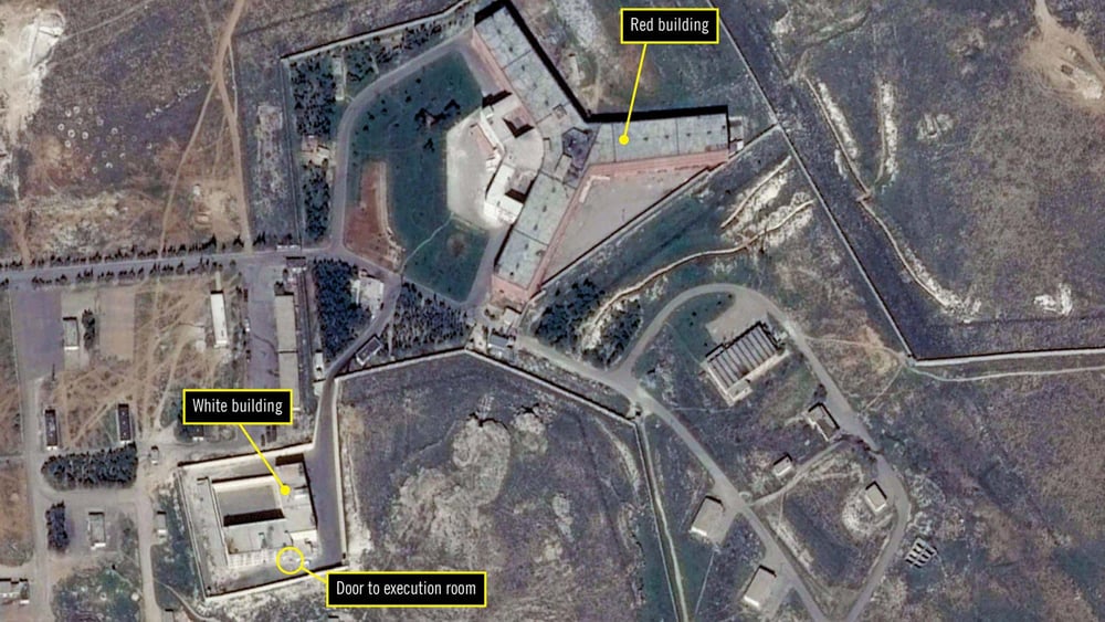 Satellitenbilder können die Zerstörung von Häusern oder den genauen Standort von Gefängnissen, wie hier das Militärgefängnis Saydnaya, dokumentieren. © CNES Astrium