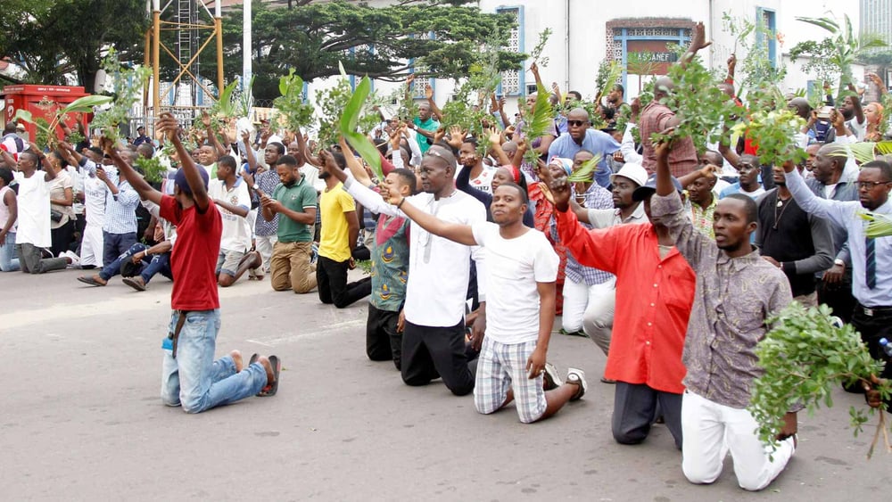 Marsch nach der Morgenmesse: Demonstration am 21. Januar 2018 in Kinshasa. © REUTERS/Kenny Katombe