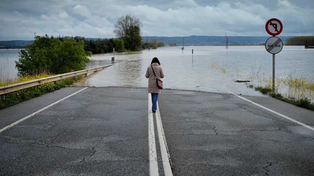 Überflutungen können auch in unseren Breitengraden massiv zunehmen – wie hier in Castejón in Spanien im April 2018 nach heftigen Regenfällen.© Vincent West / Reuters