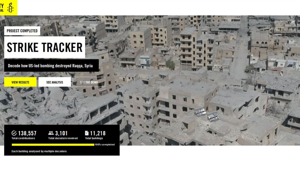 Die digitale Plattform macht die Zerstörung von Rakka sichtbar. © decoders amnesty.org