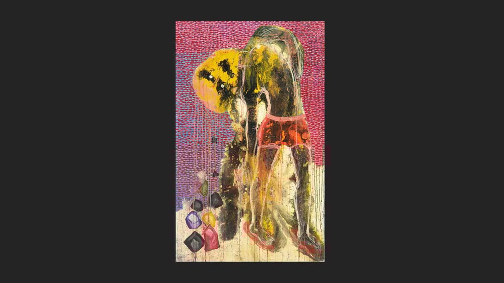 Im Bild «Die Last des Lebens seit der Kindheit» von Seyha Hour wird die Figur von schweren Gewichten nach hinten gezogen. «Angst und das Gefühl von Gefahr begleiten mich noch heute.»© Satellites of Art / Seyha Hour