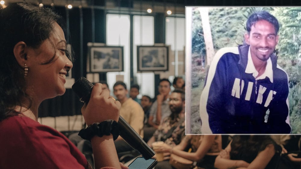 Pannirs Schwester Angelia spricht bei einer Veranstaltung von Amnesty International Malaysia und erzählt, wie es ist, einen Bruder zu haben, der unmittelbar vor der Hinrichtung steht, und warum sie nicht mit ihrer Kampagne aufhören wird, bis sein Urteil aufgehoben ist. / Portrait: Pannir Selvam Pranthaman © Amnesty Malaysia / Portrait: Privat