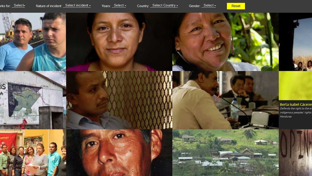 Gesichter von Menschen, die sich für Menschenrechte und die Umwelt einsetzen: Die Online-Plattform «Speak out for defenders» stellt sie und ihr Engagement vor. © Amnesty International