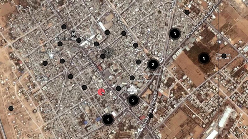Mit der «Forensic Architecture-Plattform» konnte Amnesty International mit der Goldsmith University ein vollständiges Bild der Zerstörungen während der 50 Tage des Gaza-Konflikts von 2014 erstellen. Dazu wurden alle verfügbaren Satellitenbilder, Nachrichten, Filmmaterial, Tweets, Presseberichten und Pressemitteilungen usw. ausgewertet. © Forensic Architecture/Amnesty International