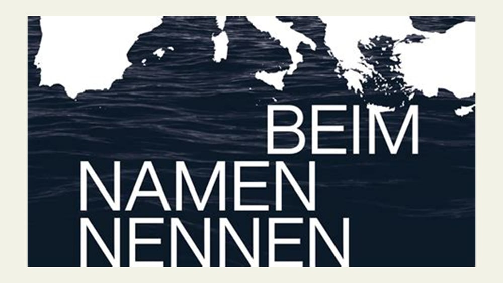 Visual der Aktion «Beim Namen nennen» Schriftzug und Silhouette des Mittelmeeres