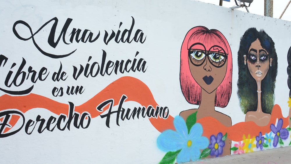 Une peinture murale mentionne que«vivre une vie sans violence est un droit humain», Veracruz au Mexique. © Departamento de Comunicación Social del Municipio de Veracruz, Mexico.