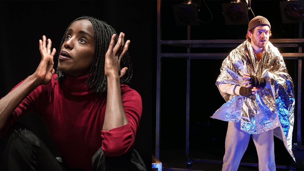 Deux spectacles en une soirée: Lampedusa Beach (à gauche) et Lampedusa Snow (à droite). À voir à la Comédie de Genève, du 13 au 25 mars 2018. © Carole Parodi (à gauche) et DR (à droite)