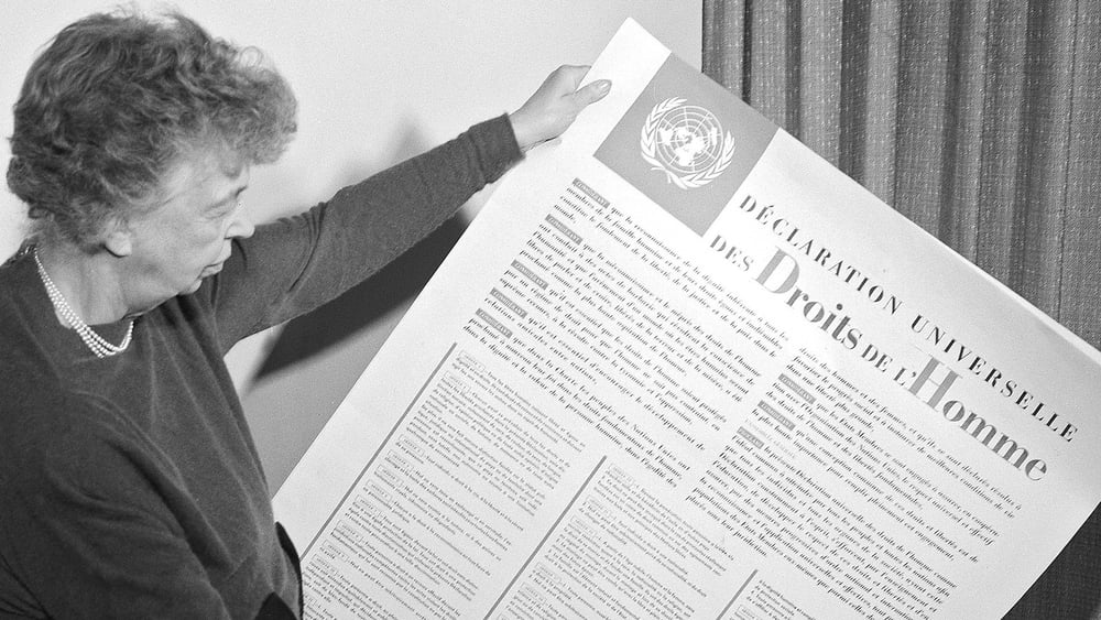 Eleanor Roosevelt est la première présidente de la Commission pour les droits de l’homme. Celle que le président Truman avait surnommée la «première dame du monde» est l’inspiratrice politique de la Déclaration. © Nations unies