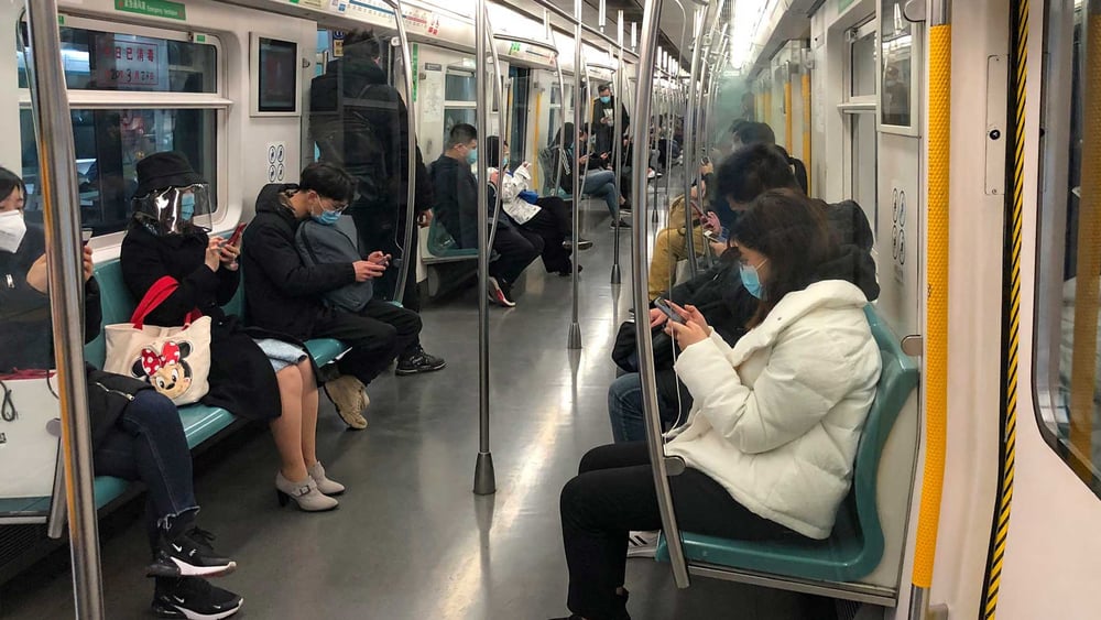 Ligne 4 sous COVID-19 : train en Chine en mars 2020. © N509FZ / Wikimedia