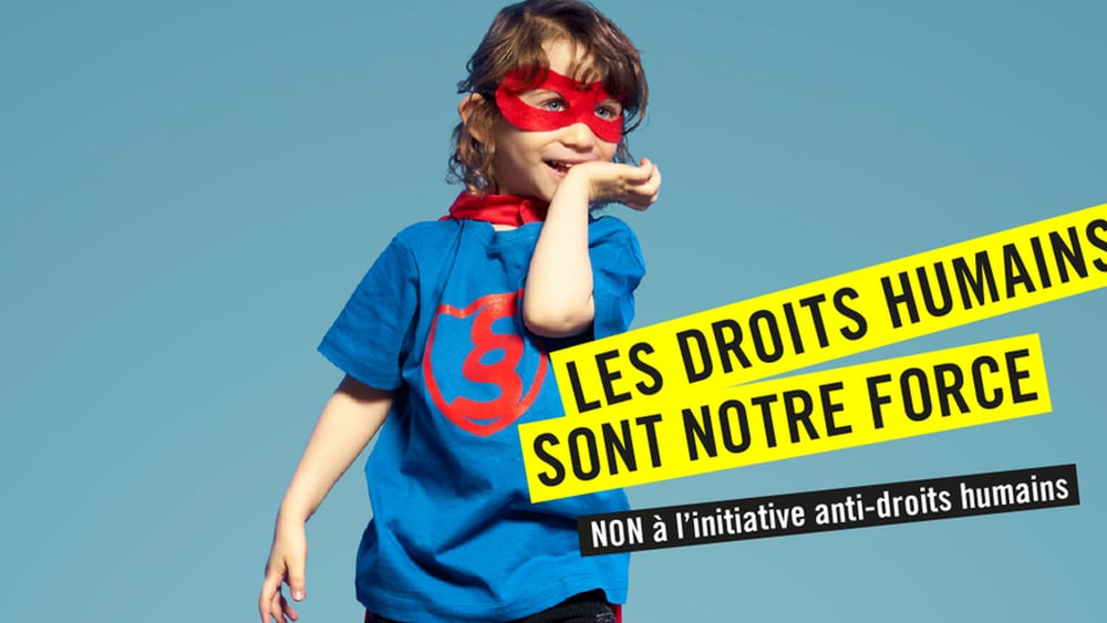 Campagne d'Amnesty International contre l'initiative de l'UDC. © AI