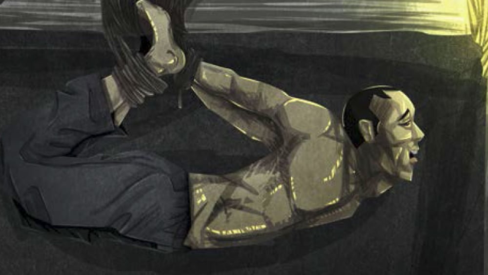 Illustration d'une technique de torture appelée «la balançoire» qui est utilisée par les forces de sécurités au Cameroun.