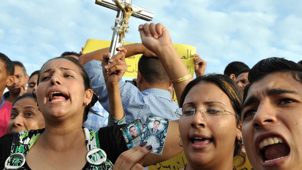 Des coptes manifestent contre la violence à laquelle ils sont exposés de façon répétée. © Demotix