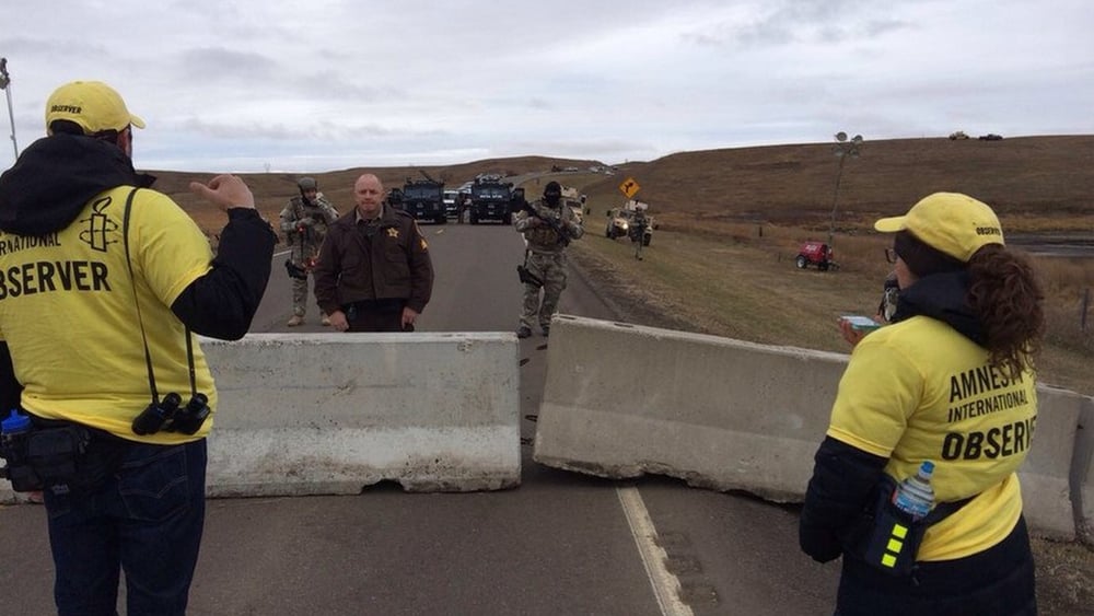 Délégation d'observateurices des droits humain AI-USA aux manifestations du Dakota Access Pipeline © Amnesty International USA