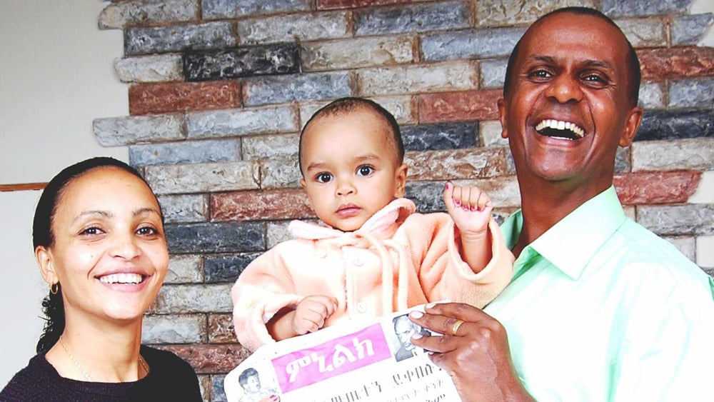 Eskinder Nega avec son épouse Serkalem Fasil et son fils © Droits réservés