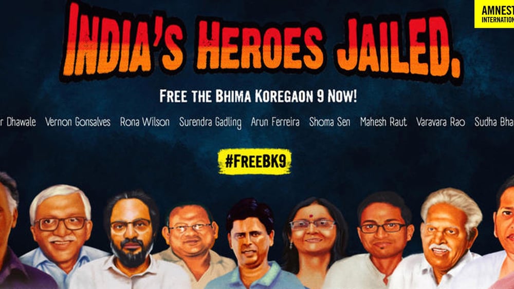 Affiche de campagne d'Amnesty India pour «Les neuf de Bhima Koregaon» © Amnesty India