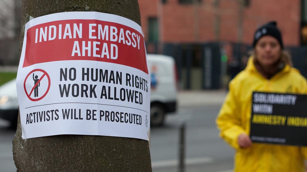 Action de solidarité pour Amnesty Inde à Berlin au mois de novembre 2018. © Jan Petersmann