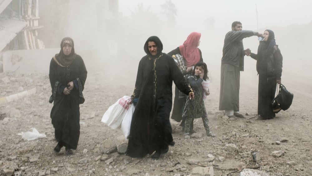 Des civils fuyant la bataille de Mossoul. © Amnesty International