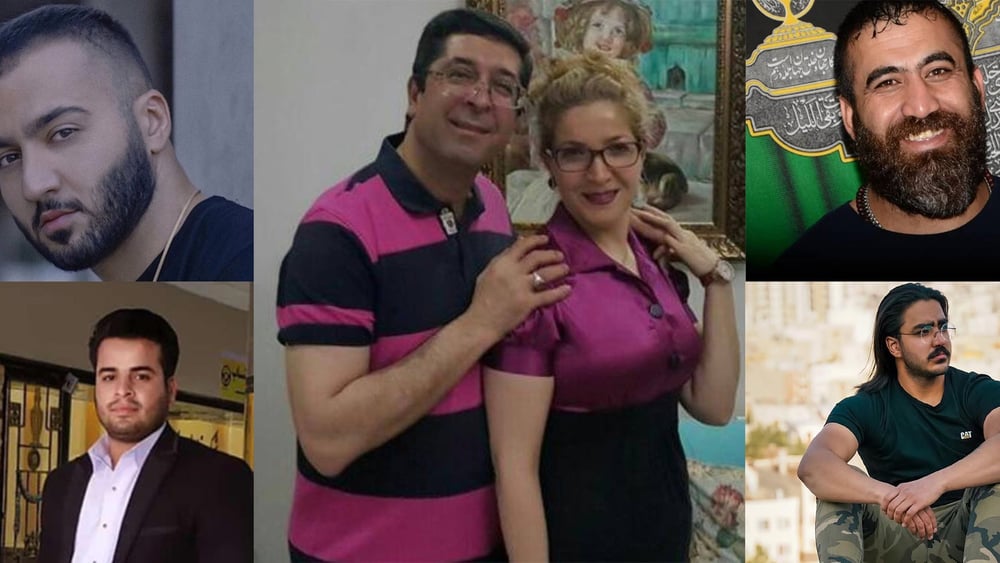 De gauche à droite: Toomaj Salehi, Ebrahim Rigi, Hamid Ghare-Hasanlou et Farzaneh Ghare-Hasanlou, Akbar Ghafari et Majidreza Rahnavard. © DR