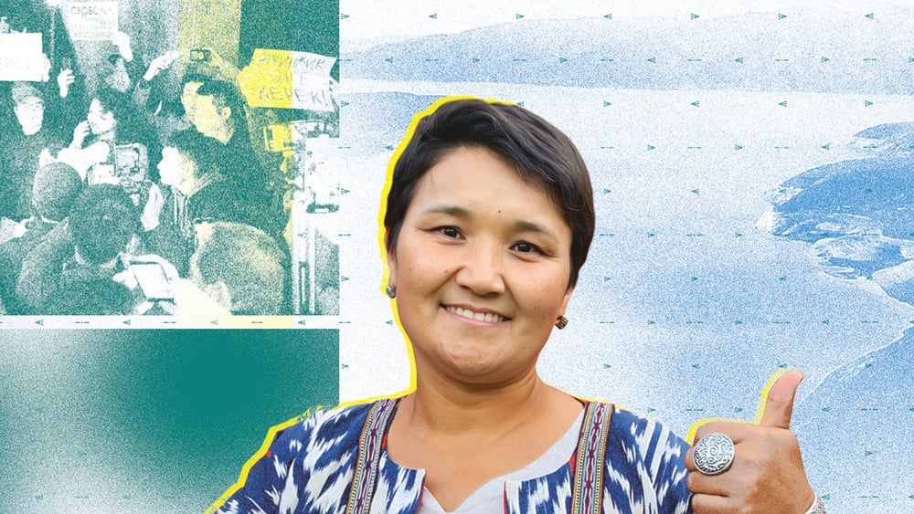 La défenseure des droits humains Rita Karasartova risquait 15 ans de prison au Kirghizstan pour avoir milité pacifiquement en faveur du droit à l'accès à l'eau. Elle a été libérée en juin 2024.  © Amnesty International