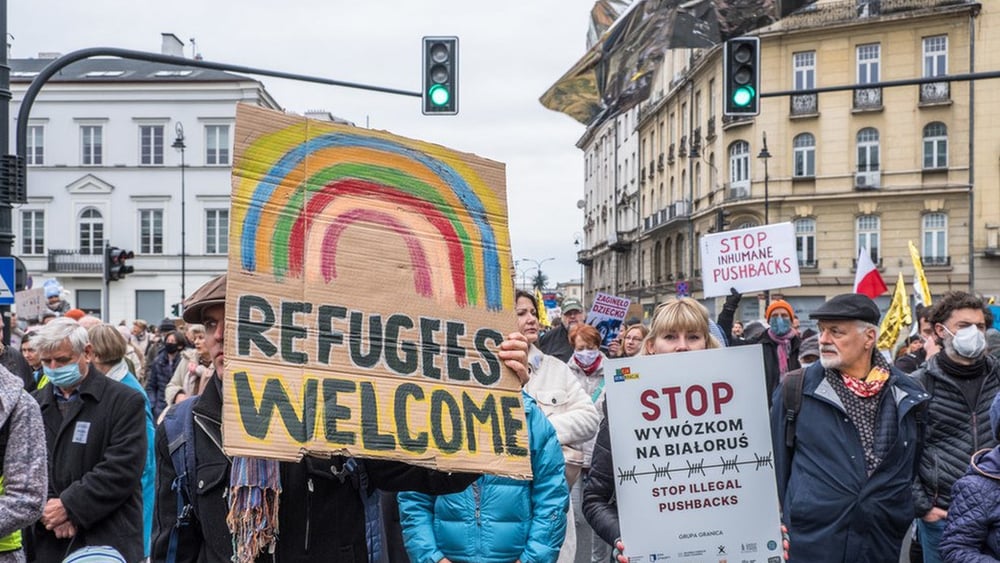 Manifestation en Polohne contre ce qui se passe à la frontière polono-biélorusse © Grzegorz Żukowski