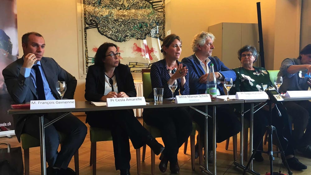 Lors de la conférence de presse de  «l'Appel de Neuchâtel», le 21 juin 2016 à Neuchâtel. © Amnesty International