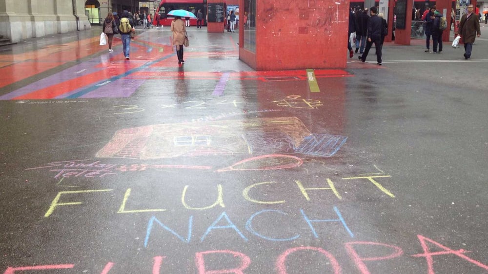 Action d’AmnestyYouth en faveur d’une politique d’asile conforme aux droits humains. Berne, 15 et 16 avril 2016.