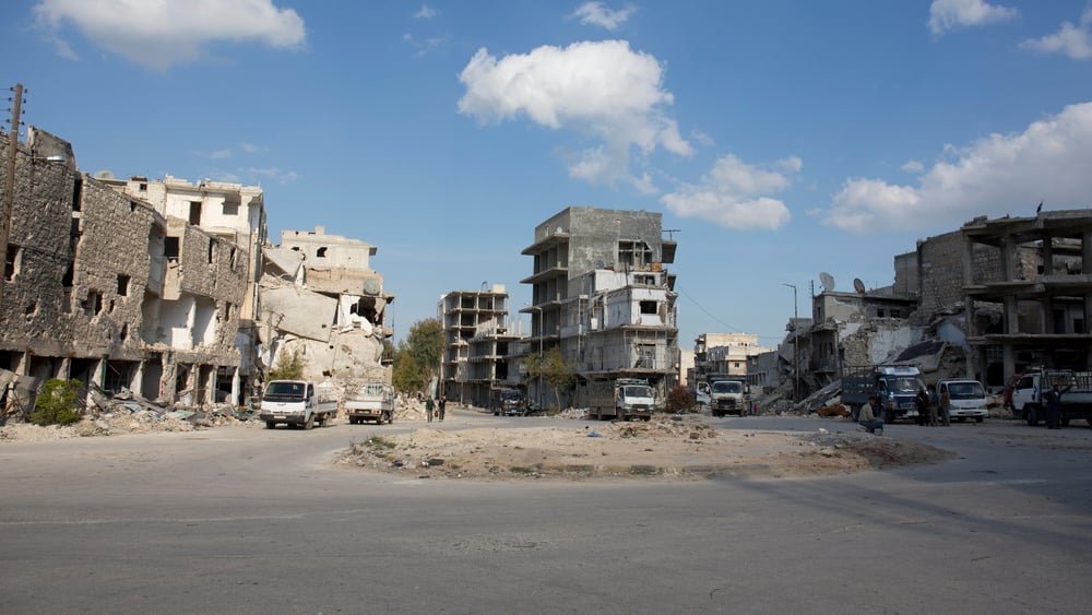 Destruction des infrastructures publiques et de résidences à Alep en Syrie, avril 2015. © Amnesty International (Photo: Mujahid Abu al-Joud).