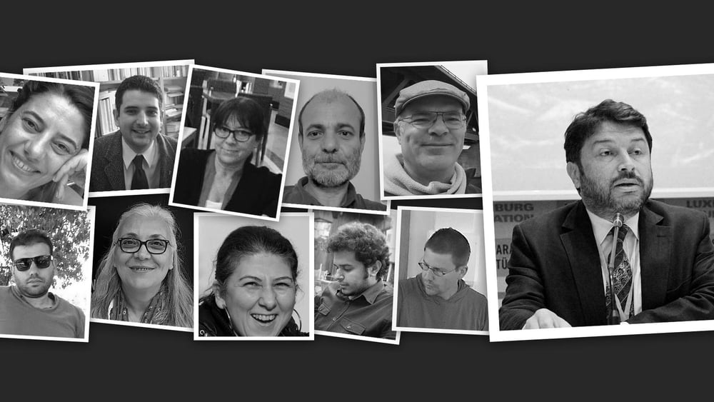 Taner Kiliç et les neuf défenseur·e·s des droits humains arrêté·e·s en même temps qu'Idil Eser, directrice d'Amnesty Turquie. © Amnesty International