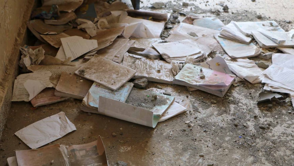 L'école de al-Shaymeh après une attaque de la coalition menée par l'Arabie saoudite. Le 9 novembre 2015. © Amnesty International