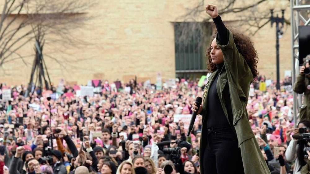 Alicia Keys lors de la marche des femmes à Washington DC, le 21 janvier 2017 © Kevin Mazur/WireImage.