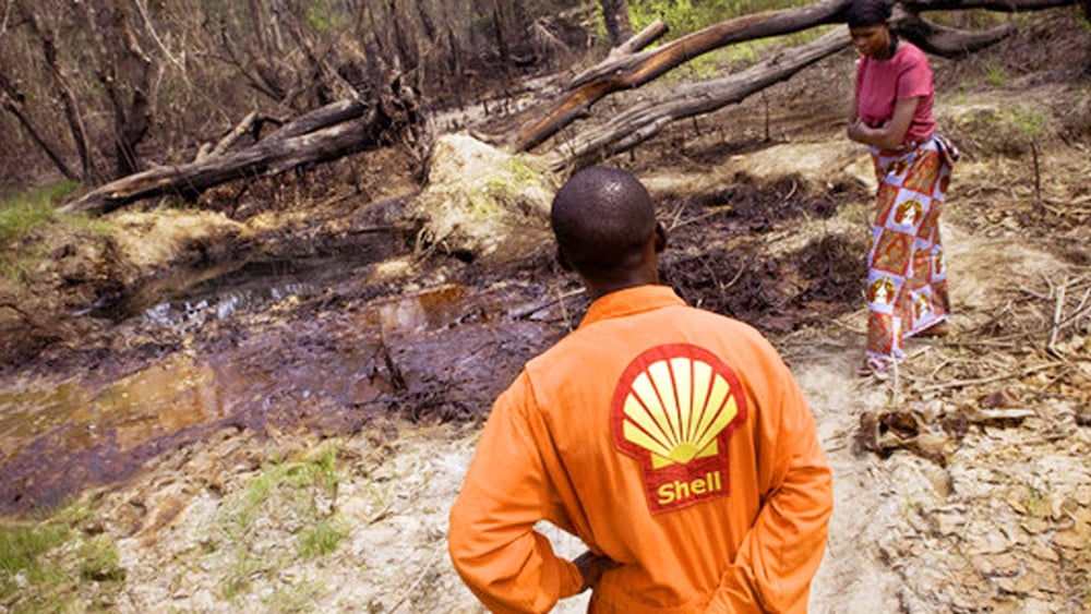 Sur le bord d'un champ pollué par du pétrole à Iwhrekan, Delta du Niger, 25 février 2008. © Kadir van Lohuizen/NOOR