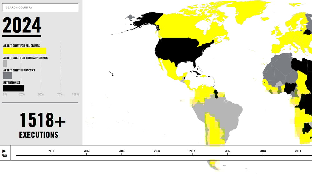 Capture d'écran du site web présentant une carte interactive en anglais