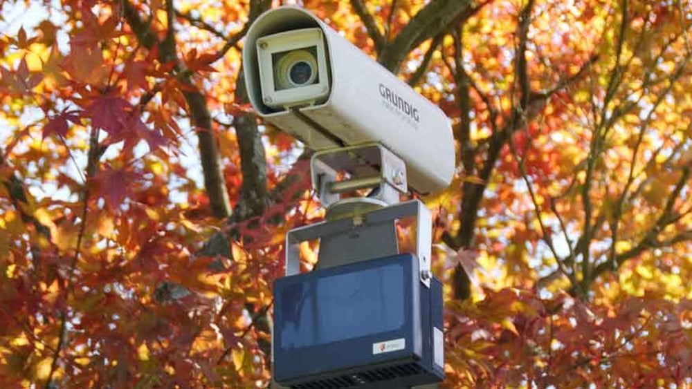 Une caméra de surveillance à la frontière suisse. © Thomas Bresson / Wikicommons