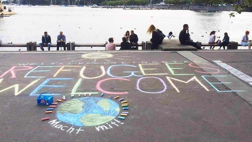 Azione di Amnesty Youth in occasione della Giornata mondiale dei rifugiati, Zurigo © Amnesty International